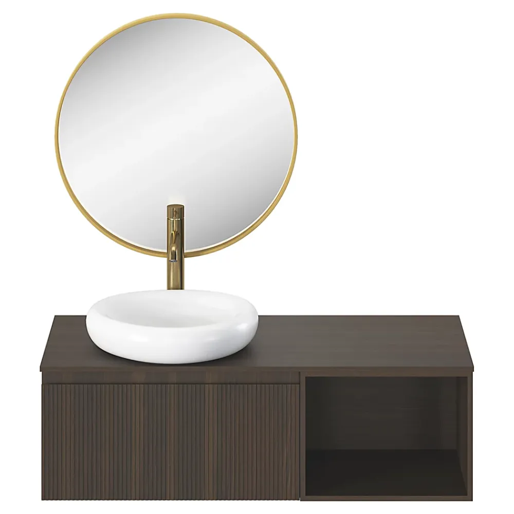 Miroir Simple|GoodHome Miroir salle de bains rond diamètre 60 cm Tisa doré