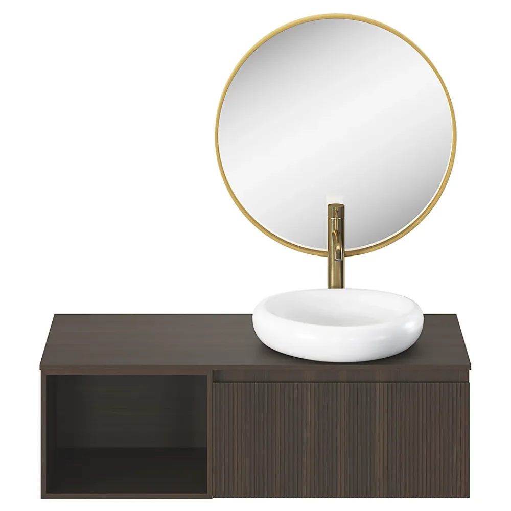 Miroir Simple|GoodHome Miroir salle de bains rond diamètre 60 cm Tisa doré