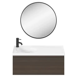 Miroir Simple|GoodHome Miroir salle de bains rond diamètre 60 cm Tisa noir