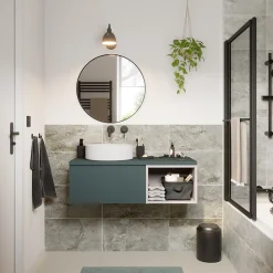 Miroir Simple|GoodHome Miroir salle de bains rond diamètre 60 cm Tisa noir