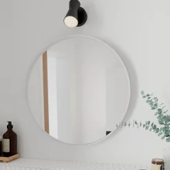 Miroir Simple|GoodHome Miroir salle de bains rond Ø60 cm, blanc, Tisa