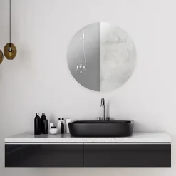 Miroir Simple| Miroir salle de bains rond diamètre 40 cm Dunnet noir