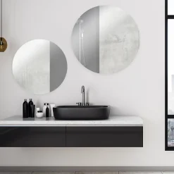 Miroir Simple| Miroir salle de bains rond diamètre 40 cm Dunnet noir