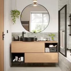Miroir Simple|GoodHome Miroir salle de bains rond Ø100 cm, noir, Tisa