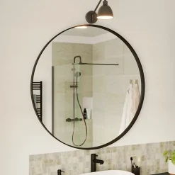 Miroir Simple|GoodHome Miroir salle de bains rond Ø100 cm, noir, Tisa