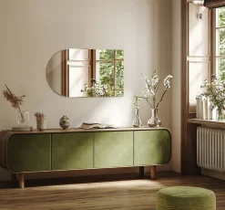 Tulup Miroir Semi-Ovale 60 x 100 cm Idéal pour la salle de bain