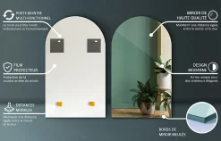 Tulup Miroir Semi-Ovale 50 x 90 cm Pour le maquillage et la décoration de salle de bain