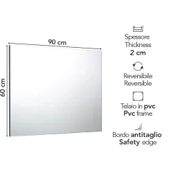 Miroir Grossissant|Kiamami Valentina Miroir Simple 90X60 Avec Bordure Lissée Anti-Coupure
