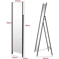 Helloshop26 Miroir sur pied 160 x 43 noir