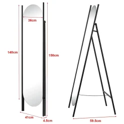 Helloshop26 Miroir sur pied 150 x 41 noir