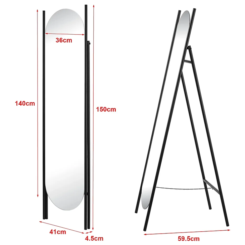 Helloshop26 Miroir sur pied 150 x 41 noir