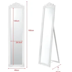 Helloshop26 Miroir sur pied inclinable 160 x blanc
