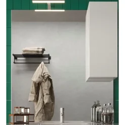 Meublorama Miroir VITARIO Blanc brillant design avec rangement L100 x H110 x P18 cm
