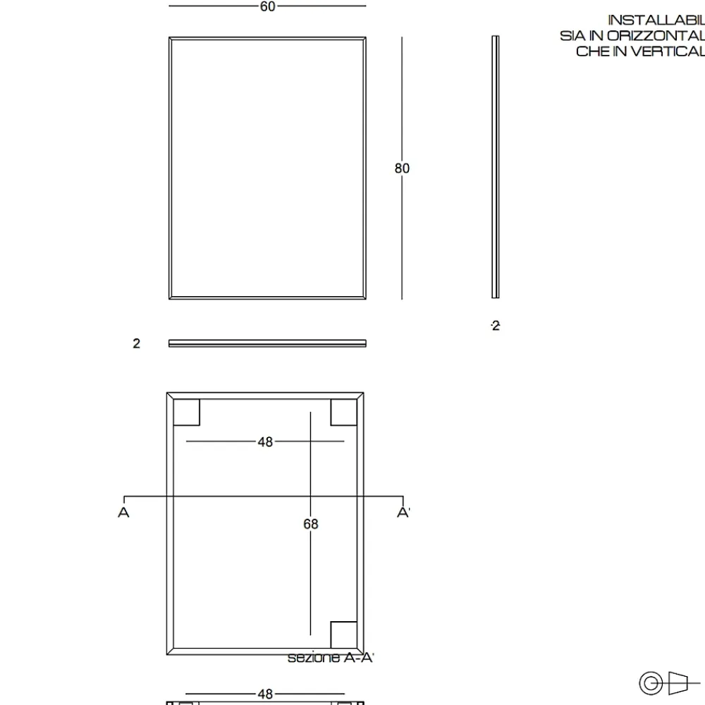 Miroir Grossissant|Kiamami Valentina Miroir 60X80 Avec Bord Noir Mat Réversible