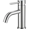 AICA Sanitaire Mitigeur acier inoxydable 304, pour cuisine/salle de bain/lavabo/toilettes invités, avec tuyau, eau chaude/froide, argent