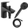 Hansgrohe Mitigeur baignoire mécanique Logis C2 + pack pommeau Pulsify Select 3 jets EcoSmart + flexible Isiflex 160 cm noir mat