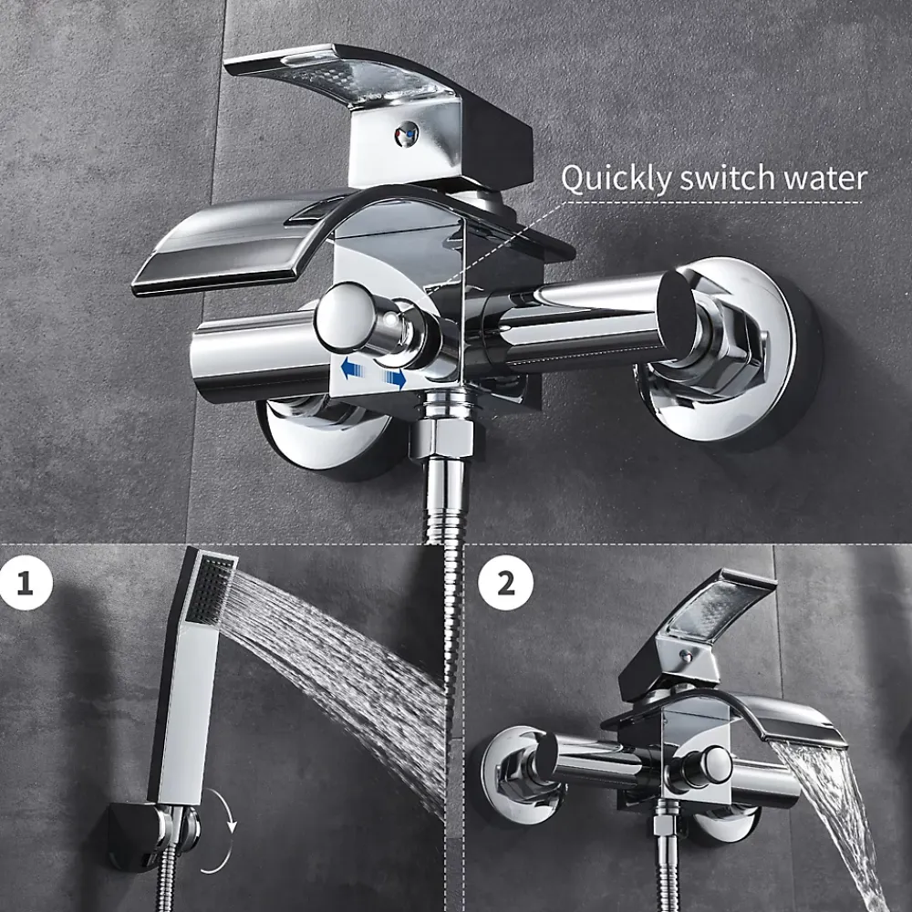 Auralum Max Mitigeur baignoire avec douchette Salle de Bain Robinet de baignoire avec Douchette Chrome