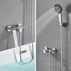 Robinet De Baignoire|Auralum Max Mitigeur baignoire avec douchette Salle de Bain Robinet de baignoire avec 5 Fonctions Douchette Chrome
