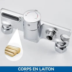 Robinet De Baignoire|Auralum Max Mitigeur baignoire avec douchette Salle de Bain Robinet de baignoire avec 5 Fonctions Douchette Chrome