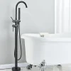 Signature Mitigeur baignoire îlot Noir mat, Bec cascade, Douchette, Laiton massif