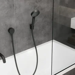 Hansgrohe Mitigeur baignoire mécanique Logis C2 + pack pommeau Vernis Blend 2 jets EcoSmart + flexible Isiflex 160 cm noir mat