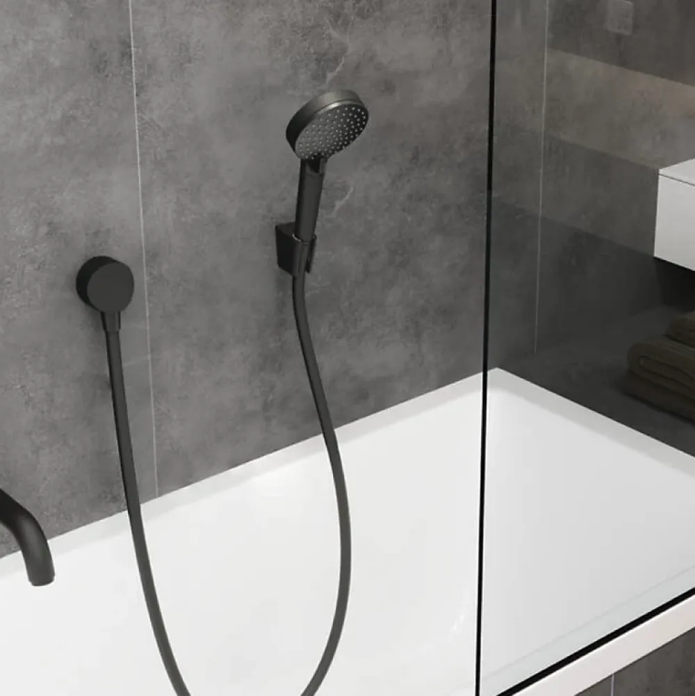 Hansgrohe Mitigeur baignoire mécanique Logis C2 + pack pommeau Vernis Blend 2 jets EcoSmart + flexible Isiflex 160 cm noir mat