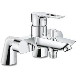 Robinet De Baignoire|Grohe Mitigeur baignoire monocommande Start Loop chromé + Colonnettes Luxe chromé