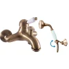 Rav Mitigeur baignoire mural LABE en laiton bronze-Bronze-Avec douchette à support pivotant-Bronze--26 -