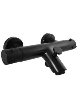Robinet De Douche|Rav Mitigeur baignoire mural thermostatique en laiton noir mat