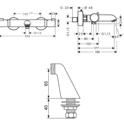 Robinet De Baignoire|Hansgrohe Mitigeur baignoire thermostatique Ecostat Comfort chromé avec colonnettes