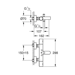 Grohe Mitigeur baignoire thermostatique Grohtherm 800 Cosmopolitan 1/2 + Colonnettes Luxe chromé