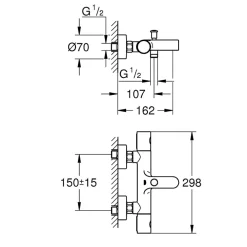 Grohe Mitigeur baignoire thermostatique Precision Get + Colonnettes Luxe chromé