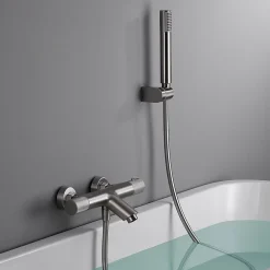 Robinet De Baignoire|Imex Products Mitigeur baignoiredouche thermostatique nickel brosse en laiton et zamak