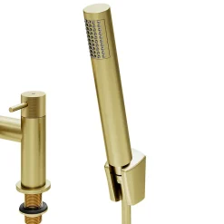 Robinet De Baignoire|GoodHome Mitigeur bain douche + douchette, laiton doré, Owens