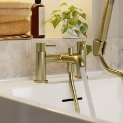 Robinet De Baignoire|GoodHome Mitigeur bain douche + douchette, laiton doré, Owens