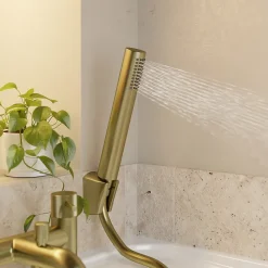 Robinet De Baignoire|GoodHome Mitigeur bain douche + douchette, laiton doré, Owens