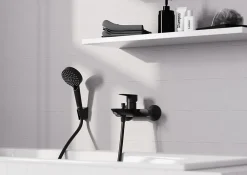 Robinet De Baignoire|Hansgrohe Mitigeur bain douche mécanique noir mat MySport