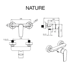 Robinet De Baignoire|Poalgi Mitigeur bain douche mécanique avec douchette SKY BATH chromé série NATURE