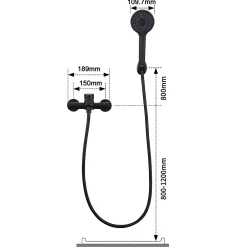 Homelody Mitigeur Bain Douche Mecanique Robinet de Douche Bain Mecanique Monocommande Double Sortie Mural Acier Inoxydable Noir