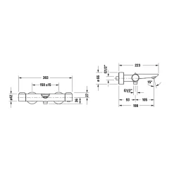 Duravit Mitigeur bain douche thermostatique Wave bronze brossé