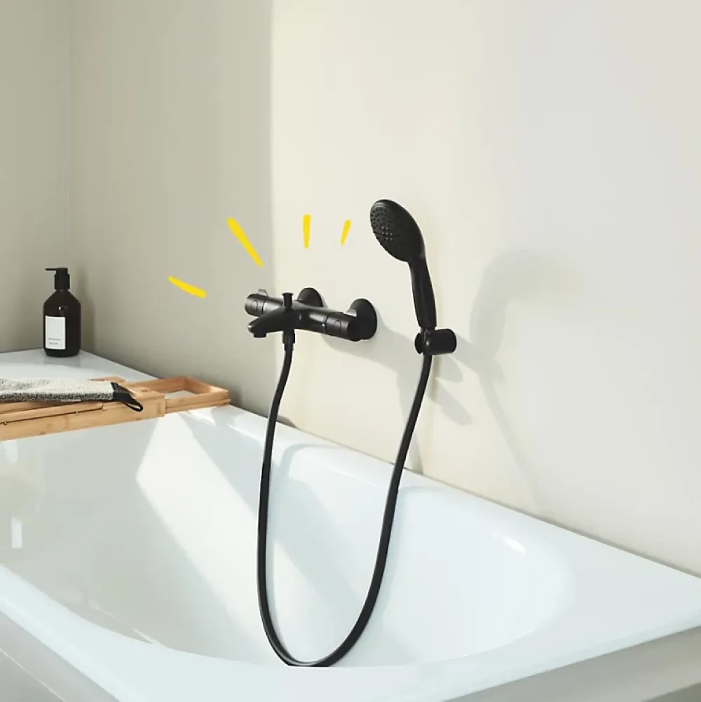 Robinet De Baignoire|Grohe Mitigeur bain douche thermostatique Precision Start noir