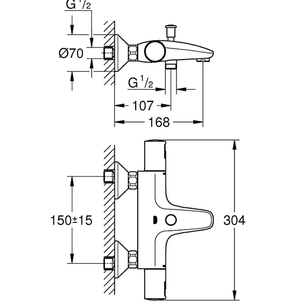 Robinet De Baignoire|Grohe Mitigeur bain douche thermostatique Precision Start noir