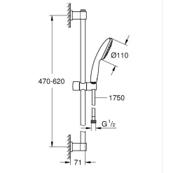 Grohe Mitigeur bain mécanique Bauloop avec ensemble de douche Vitalio Start avec colonnettes