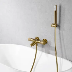 Imex Mitigeur Bain/Douche Anti-Calcaire Thermostatique Or Brossé LINE BTD038-4OC