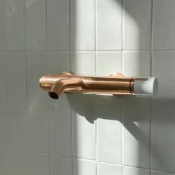 Robinet De Baignoire|Essebagno Mitigeur bain-douche cuivre et marbre blanc Manopola