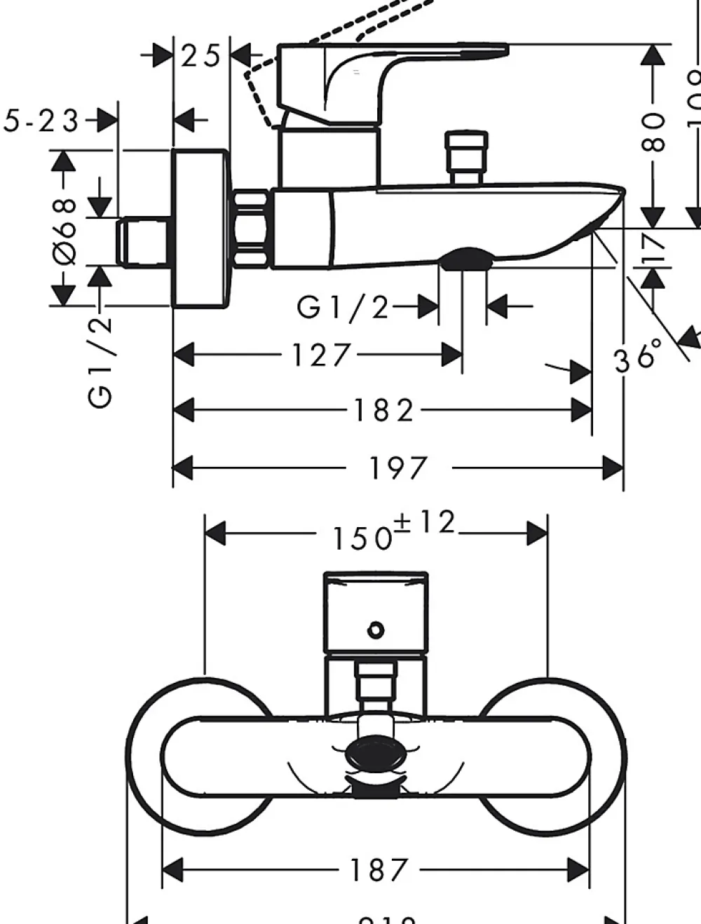 Hansgrohe Mitigeur bain/douche Rebris E Chromé