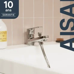 Robinet De Baignoire|GoodHome Mitigeur bain/douche mécanique monotrou, chrome, NF, Aisai