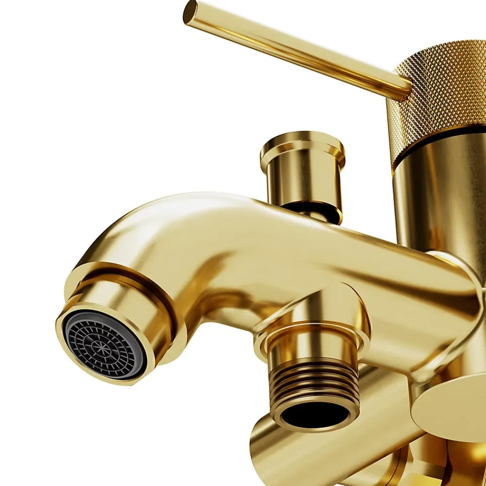 Robinet De Baignoire|GoodHome Mitigeur bain/douche mécanique, doré, Owens