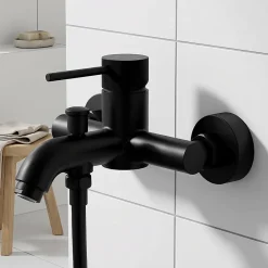 GoodHome Mitigeur bain/douche mécanique noir mat, Owens