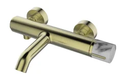 Essebagno Mitigeur bain-douche mécanique, doré et marbre blanc, Manopola